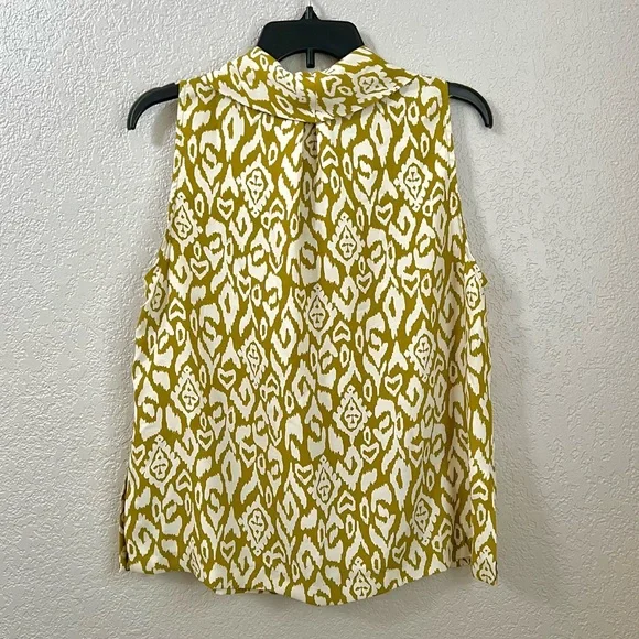 Vince Camuto Olive Green White Cowl Neck Sleeveless Casual Blouse Tops M - Picture 4 of 8